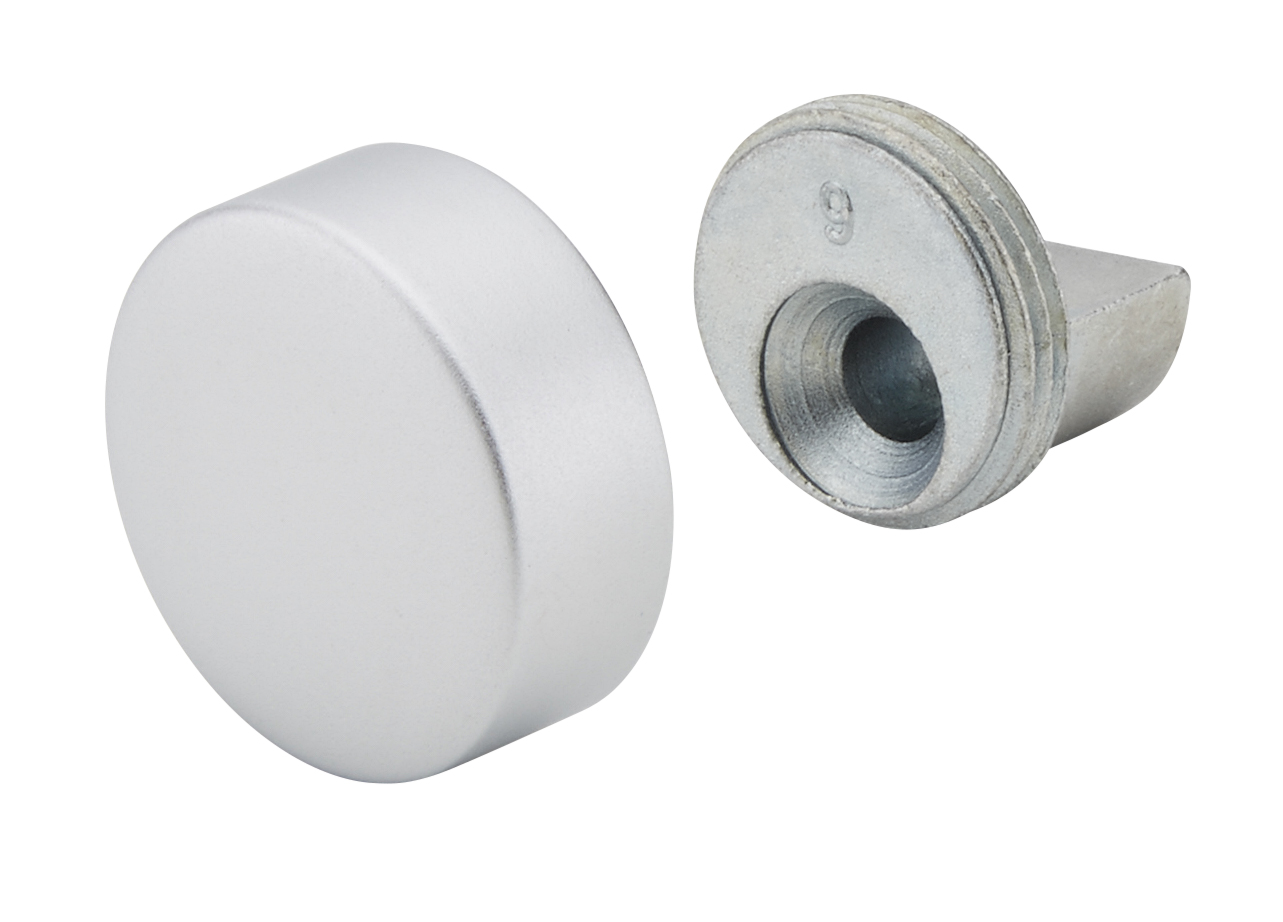 Lot de 4 pattes à glace, Rond, chrome mat